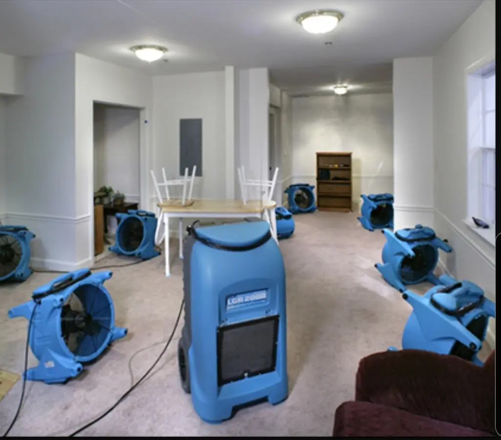 Air movers and dehumidifier setup for Water Extraction & Removal in Irving